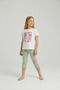 Girls' Floral Patterned Cotton T-Shirt and Capri Leggings Set 3-10 Years - 5