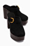 Annela Black Suede Platform Heeled Women's Slippers - 4