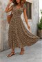 Women's Short Sleeve Double Breasted Collar Elastic Waist Single Jersey Maxi Dress