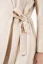 Women's Blazer with Collar, Belted, Side Tie, Beige Jacket - 5