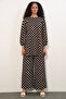 Women's Tunic Pants Polka Dot Top and Bottom Set 6663 - A.Brown - 3