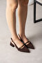 Riva Women's Heeled Shoes with Back Strap Buckle, Thick Heel, Satin - 2