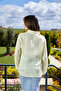 Pastel Yellow Patch Textured Women's Shirt Classic Cut Long Sleeve Shirt - - 8