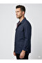 100% Cotton Men's Navy Blue Field Jacket - Seasonal Safari Coat with Plaid Lining Inside - 2