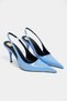 Mehru Blue Patent Leather Belt Detail Pointed Toe Women's Heeled Shoes - 4