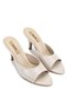 Women's Faux Leather Beige Heeled Slippers - 3