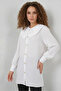 Women's Baby Collar Long Sleeve Viscose White Tunic - 4