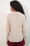 Women's Lace-Up Striped Linen Shirt 995 - Burgundy - 6
