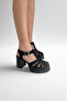 Black Suede Platform Strappy Women's Sandals P9012 - 5