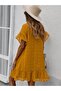 Women's Polka Dot Short Sleeve Chiffon Dress - 3