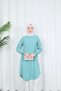 Hijab Tunic with Beaded Sleeves Mint Green Hnt7515 - 6