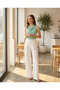 Blouse Mint Color Lapel Buttoned Sleeveless Sandy Fabric Tank Top |   Women's Daily Casual - 3