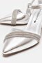 Women's Open-Back Heeled Sandals Silver Crinkled - 5