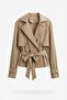 26Ytrc01354 Belted Satin Women's Trench Coat - 2