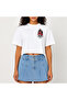 Crop T-Shirt White Printed Relaxed Fit Raw Cut Basic Short Tshirt