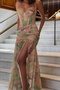Women's Digital Printed Slit Tulle Dress 6030 - 2