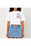 Crop T-Shirt White Powerful Printed Relaxed Fit Raw Cut Basic Short Tshirt