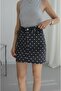 Gray Faded Effect Polka Dot Denim Skirt - 5