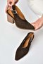 Y654154702 Brown Genuine Leather Suede Western Heeled Shoes - 3