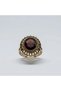 Bronze Vintage Women Ring Authentic Copper Jewelry Red Crystal Round Victorian Adjustable - 2