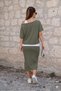 Women's Round Neck Blouse, Strappy Inner Blouse and Skirt, Bottom Top Three-Piece Set - 3