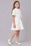Girl's White Dress with Ribbon Detail at the Collar and Daisy and Stone Embroidery on It - 2