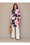 Women's Patterned Front Buttoned Stylish Viscose Plus Size Tunic Shirt Dress Suitable for Hijab Wear - 2