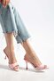716 Pink Patent Leather Pointed Toe Heeled Women's Slippers - 2
