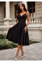 Women's strapless, crossover neckline, midi janjan crepe dress - 2