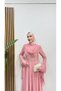 Flowy Waist Stoned Chiffon Hijab Evening Dress - 6