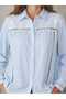 قميص مطرز مخطط باللون الأزرق - 6