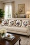 Cream Background with Red Fruit and Flower Pattern 4-Piece Throw Pillow Cover Set Vintage Decorative Pillow - 3