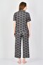 Women 2 Pcs Brand Logo Pajama Top And Bottom Set, Dark Grey - 4