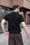 Black Regular Fit Crew Neck Ribbed Knitwear Men's T-Shirt E7490 - 3