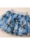 Girl's Lotus Flower Appliqué Detailed T-Shirt and Blue Tulle Lotus Detailed Skirt Set - 4