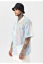 Patterned Ribbed Oversize Shirt - 7