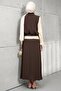 Brown Zippered Vest and Bady Skirt Three-Piece Set - 5