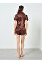 Coffee Brown Striped Piping Shirt and Short Set - 5
