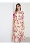 Cream Floral Printed Puff Sleeve Midi Dress - 2