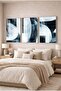 The Struggle between Ice and Sky Blue 3-Piece Glass Painting Set with Silver Metal Frame for Home and Office - 2