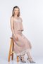 Women's Summer Powder Lavelle Striped Tulle Detail Strap Blouse Undershirt and Elastic Waist Skirt Set Stylish Daily Casual Two-Piece 1324 - 2