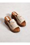 Lunaris Cream Wedge Heel Women's Slippers - 3