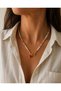 Red Heart Pendant with White Beads Women's Necklace - Gold Color Stainless Steel Design