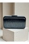 Black Patent Leather Women's Evening Dress Bag Black Metal and Chain Wedding Engagement Graduation - 3
