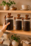 3-Piece 760 ml Glass Jar Set with Acacia Lid, Heart Handle, Spoon, Coffee, Sugar, Spice, Snack Storage Container - 4