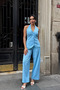 Blue Halter Neck Vest Palazzo Pants Set - 7