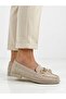 Women's beige suede soft soled daily loafer shoes - 3