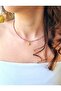 Pink Rhodonite Natural Stone Necklace |   2 mm Polar Star Detailed - 2