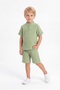 Cotton Muslin Fabric Summer Shorts Short Sleeve Comfortable Set M00820 Green - 2