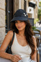 Women's Visor Hat Black Flower Detailed Adjustable Velcro Sunshade Summer Model - 3